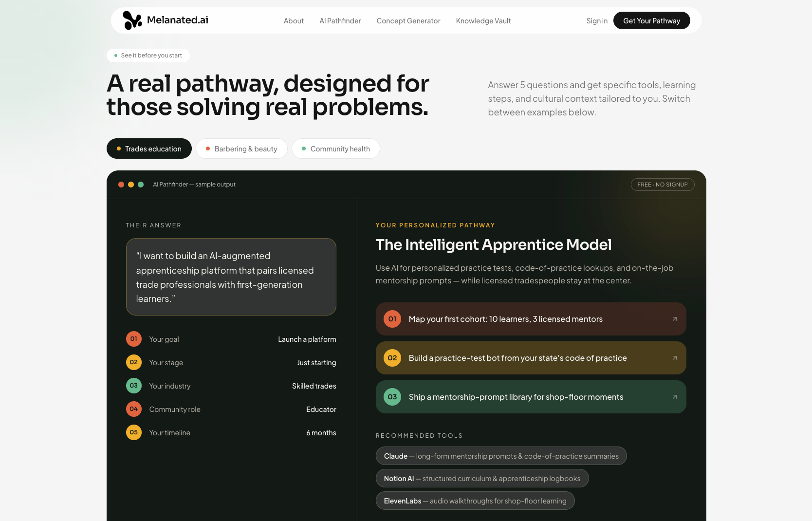 Melanated.ai platform screenshot