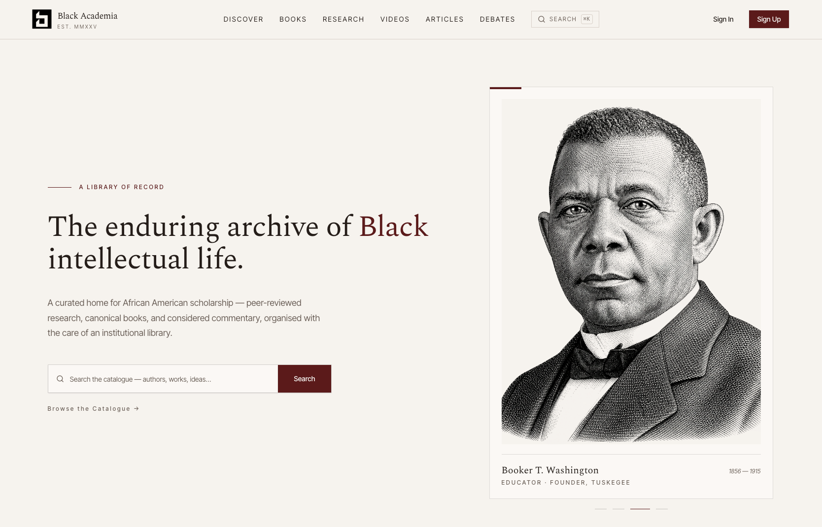 Black Academia platform screenshot