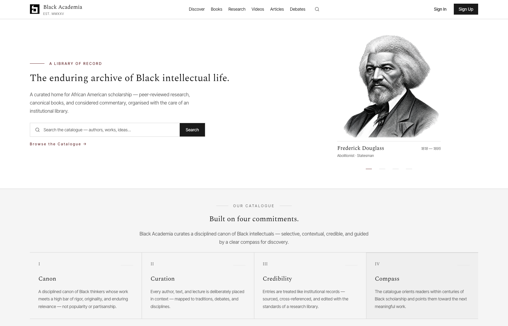 Black Academia platform screenshot