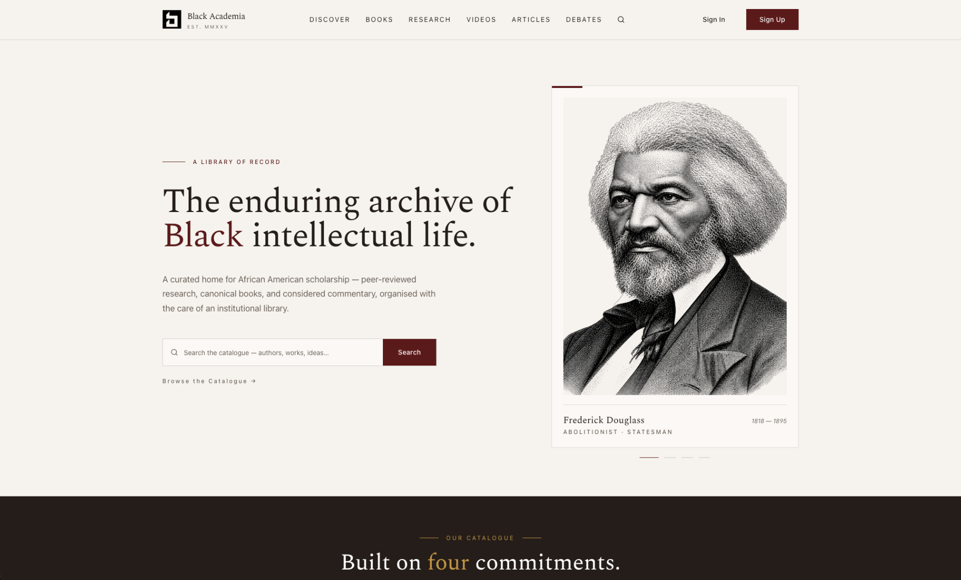 Black Academia serves as the foundation layer of the ecosystem, organizing Black scholarship, books, and ideas into a structured, credible archive for discovery and study.