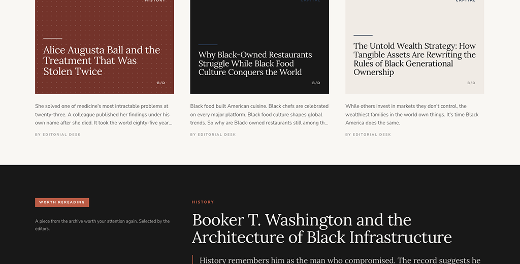 Intellectual and cultural exploration within the Black experience. Documenting, examining, and preserving ideas built to endure.